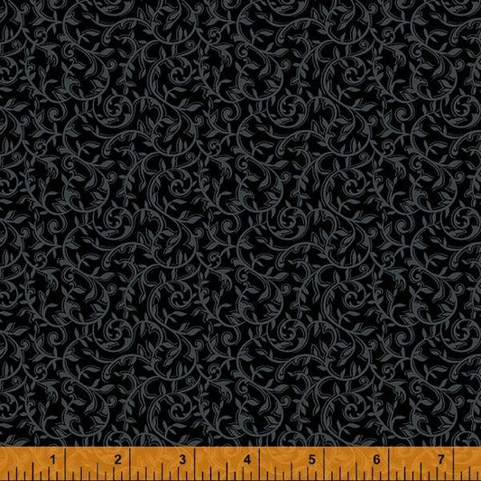 Windham Opposites Attract Scrollwork Black on Black 52655A-2