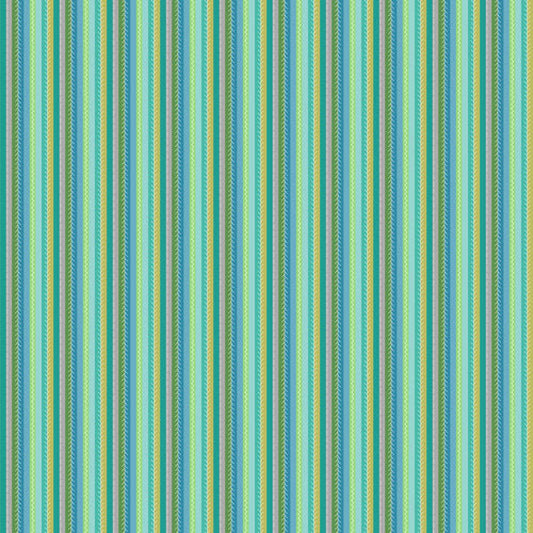 Benartex Stitch Stripe Turquoise Multi Sew Bloom 13088-84