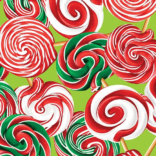 Benartex Sweet Holidays Swirl Lollipops Green 12790-44