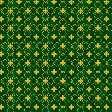 QT Fabrics Born In Bethlehem Medallion Green 1949-28939-G