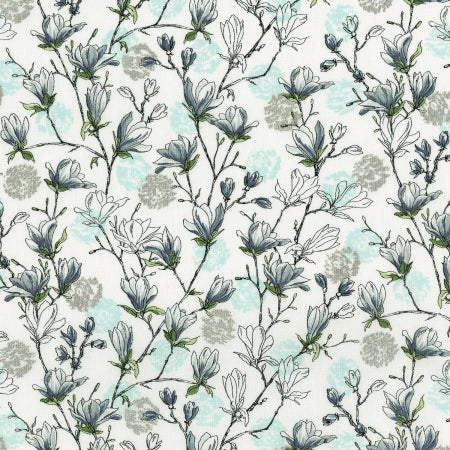 RJR Fabrics Serene Spring Budding Blossoms Ice Metallic 3252-001