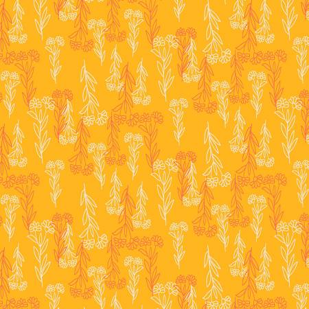 RJR Fabrics Flower Doodles Delicate Floral Orange