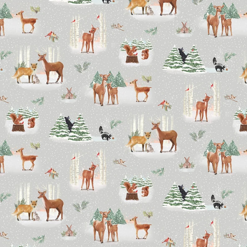 Clothworks Enchanted Woodland Animals Y3260-61 Light Taupe