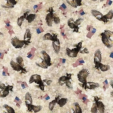 QT Fabrics All American Eagle Toss Cream