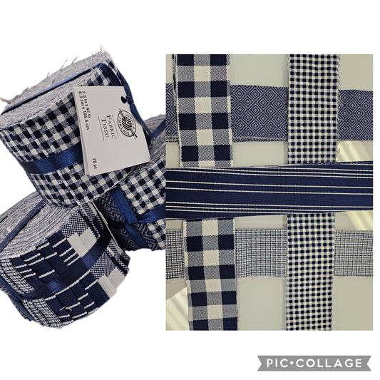 2 1/2" Strip Set (Jelly Roll) NAVY & WHITE PRINTS by Loop & Threads