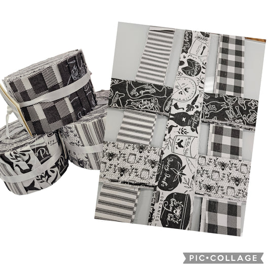 2 1/2" Strip Set (Jelly Roll)  BLACK & WHITE FARM PRINTS by Loop & Threads