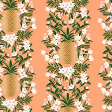 Cotton + Steel Primavera Pineapple Stripe Peach (Rifle Paper Co)