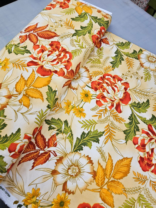 Benartex Flannel Autumn Bouquet Cream 12703F