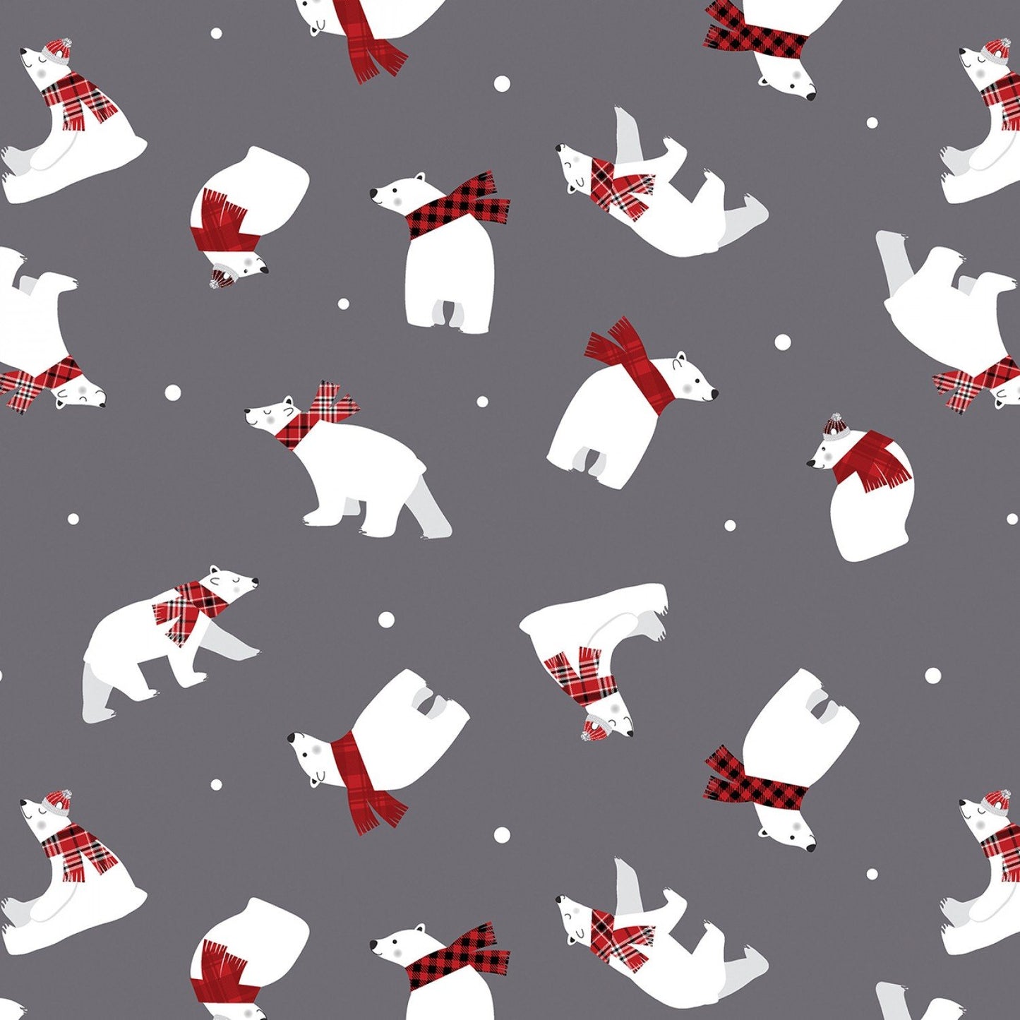 Benartex Flannel Winter Comfort Polar Bear Fun Gray 12768F