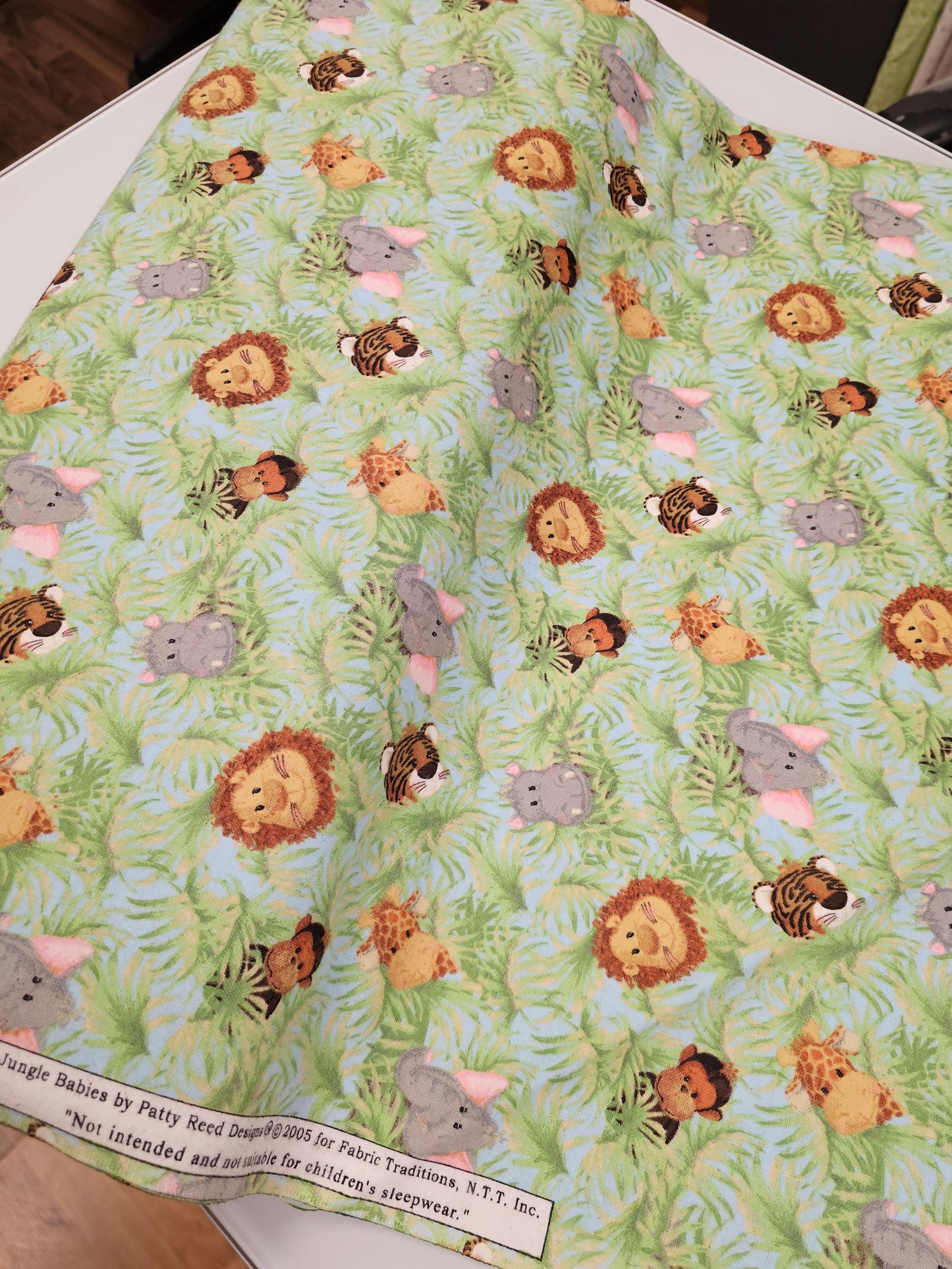 Fabric Traditions Flannel Jungle Babies All Over