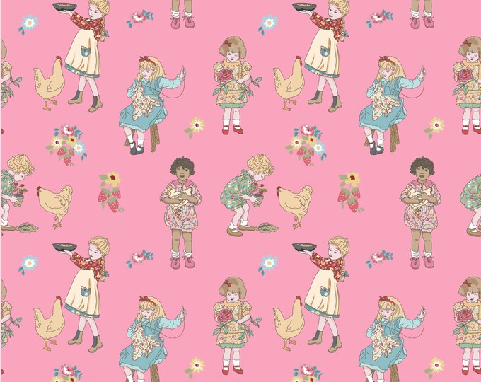 Poppie Cotton Hopscotch & Freckles Children's Chores Pink HF21901