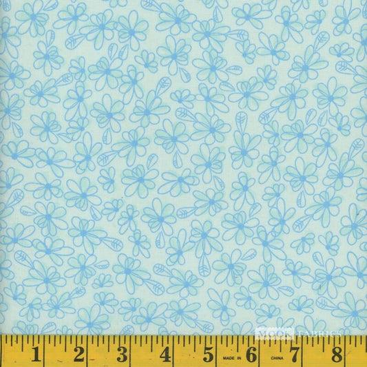 Mook Fabrics 108" Wideback Floral Flight Sky Blue